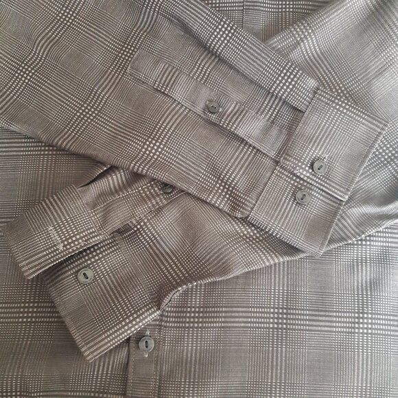 Calvin Klein SZ L Slim Fit Black/White Glen Check Men's Shirt ⚡️BUY 3 for $55⚡️ - Picture 4 of 14